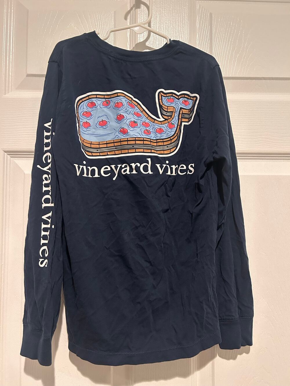 Vineyard Vines Graphic Tee Navy Blue Long Sleeve Shirt Whale Logo Small 8-10